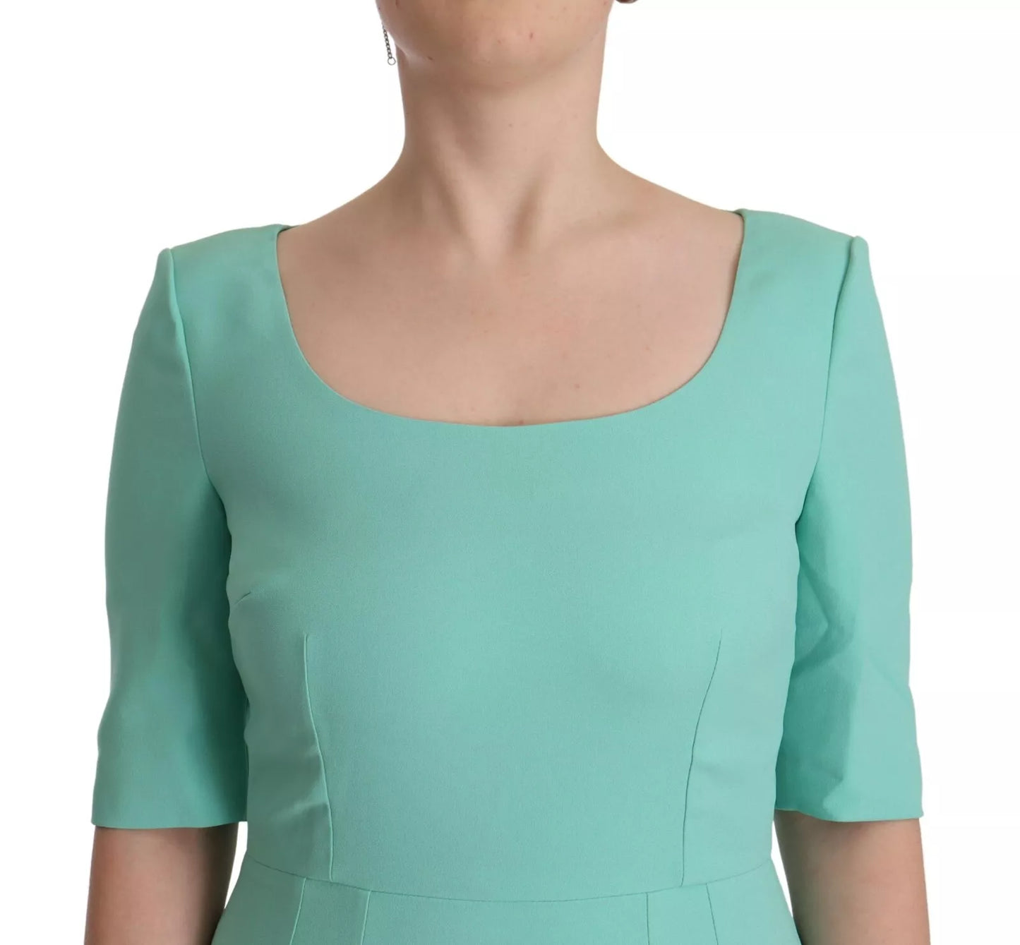 Dolce & Gabbana Mint Green Sheath Square Neckline Midi Dress