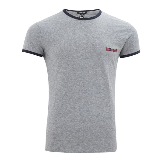 Just Cavalli Elegant Gray Cotton Tee for Men