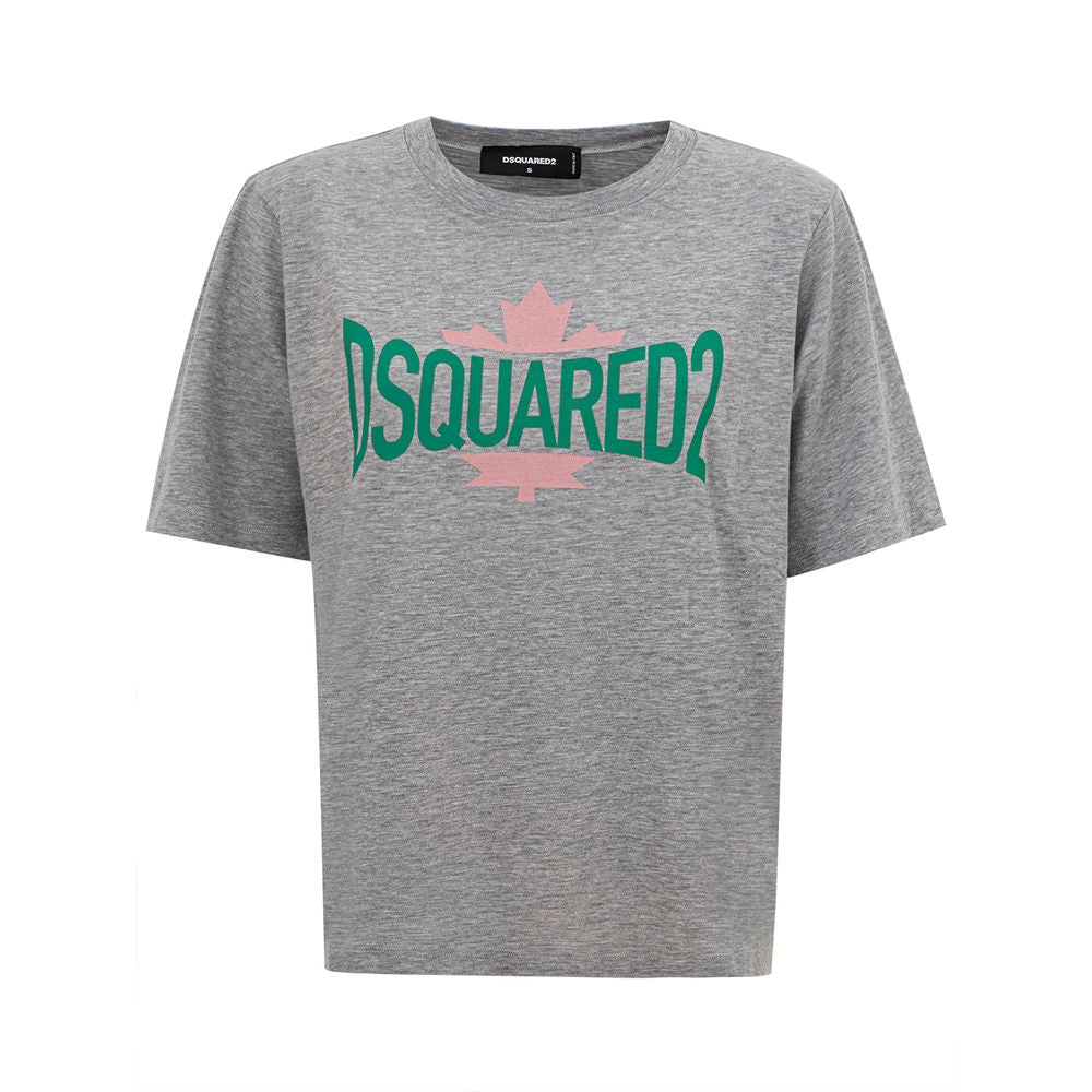 Dsquared² Chic Gray Cotton Tee for the Modern Woman