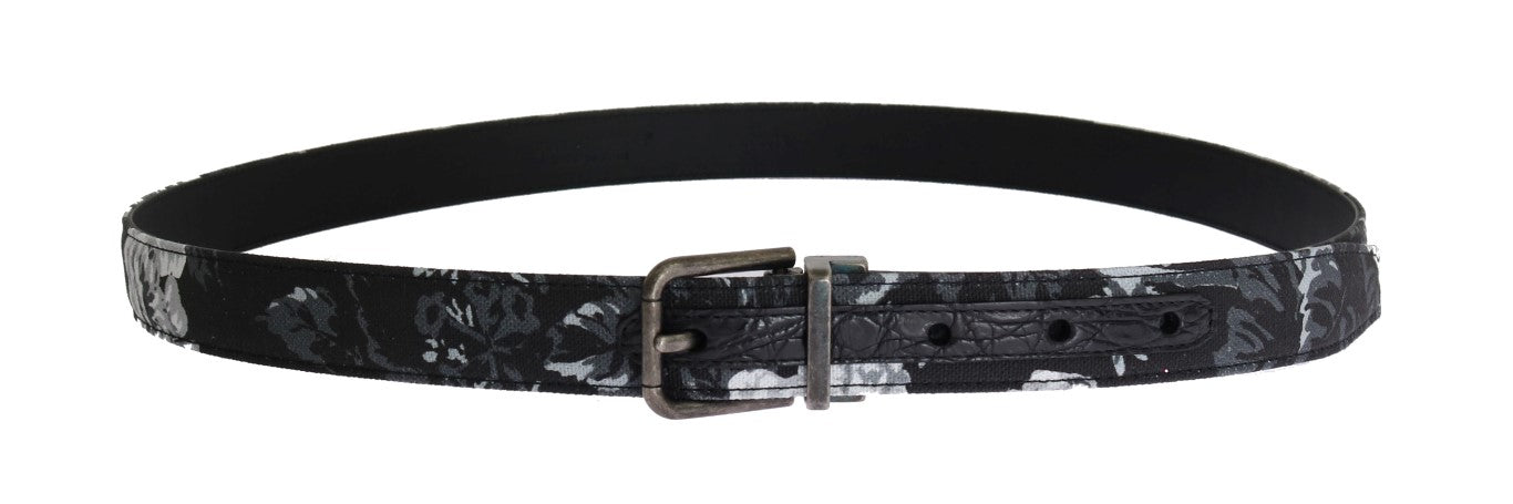 Dolce &amp; Gabbana Ceinture en cuir de lin noir Cayman