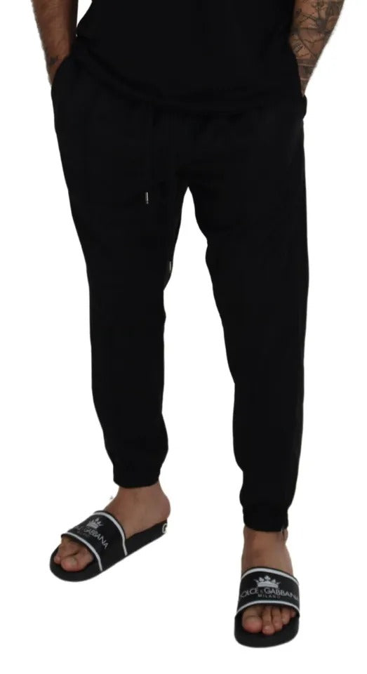 Dolce & Gabbana Black Jogger Jogging Wool Pants