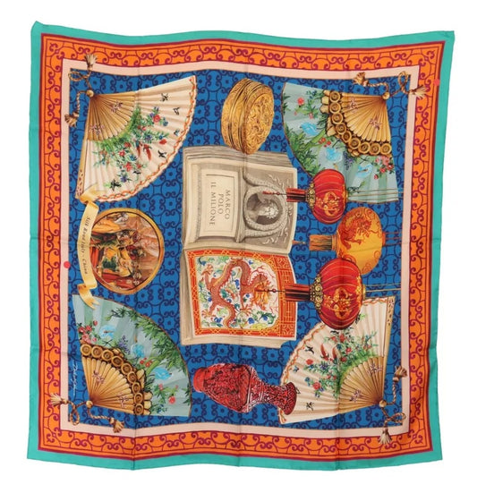 Dolce & Gabbana Multicolor Fans Dragon Nylon Shawl Wrap Scarf