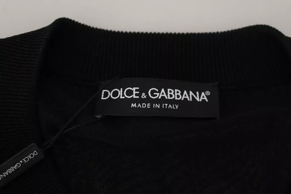 Dolce & Gabbana Black Polyester Crewneck Men Pullover Sweater