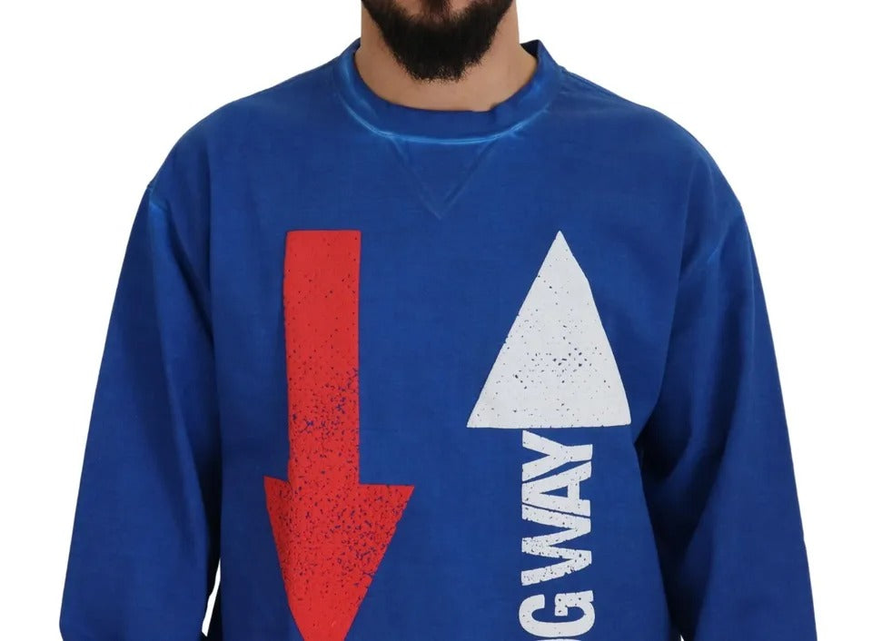 Dolce & Gabbana Blue DGWAY Cotton Crewneck Pullover Sweater