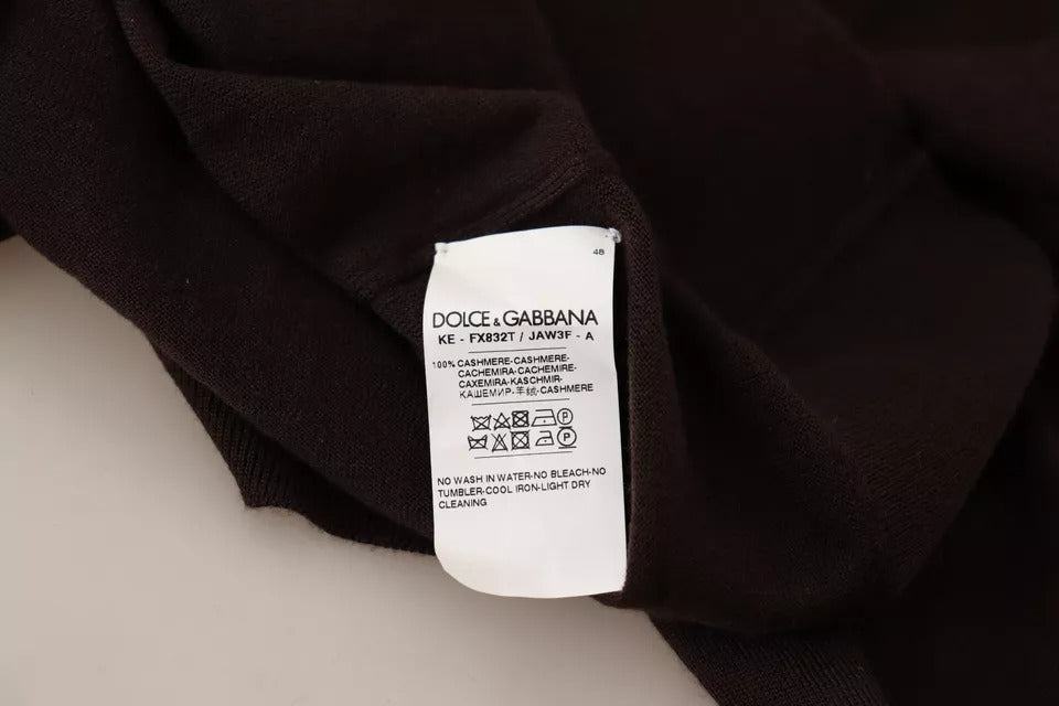 Dolce & Gabbana Brown Cashmere Turtle Neck Pullover Sweater