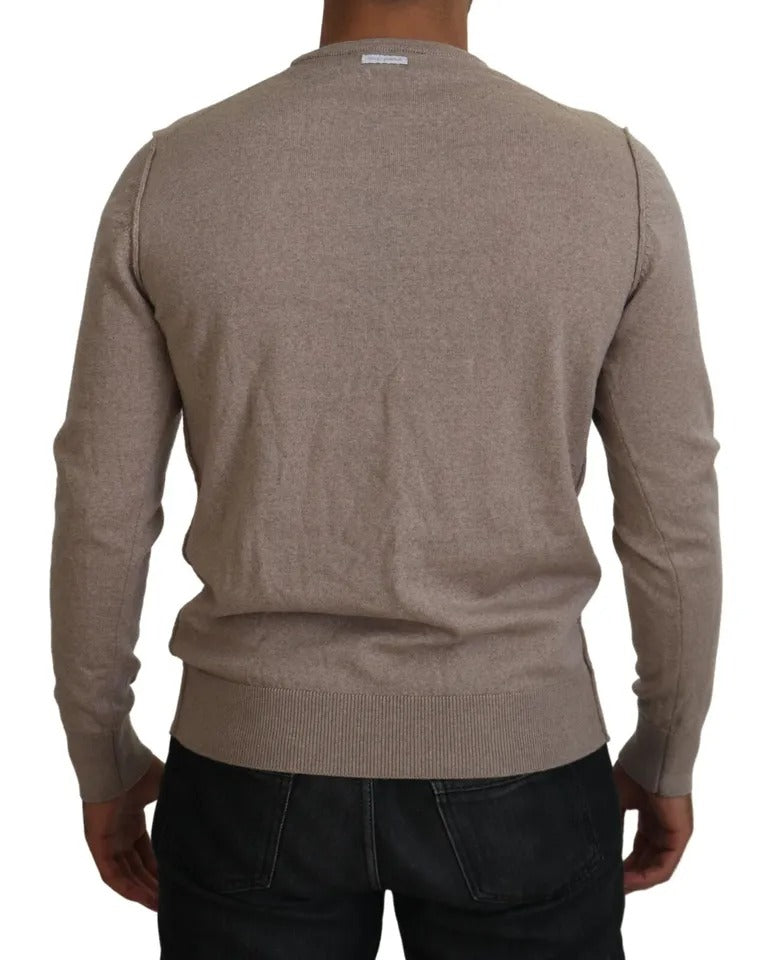 Dolce & Gabbana Brown Virgin Wool Crew Neck Pullover Sweater