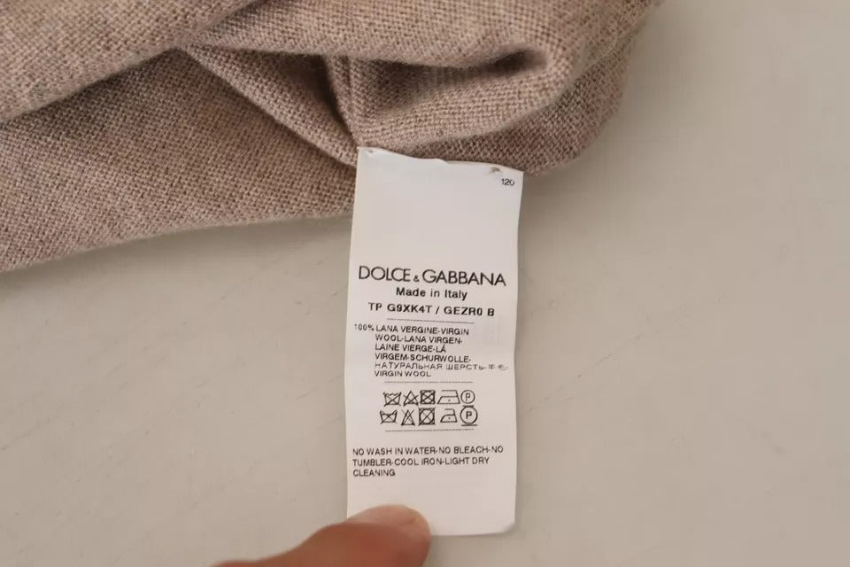 Dolce & Gabbana Brown Virgin Wool Crew Neck Pullover Sweater