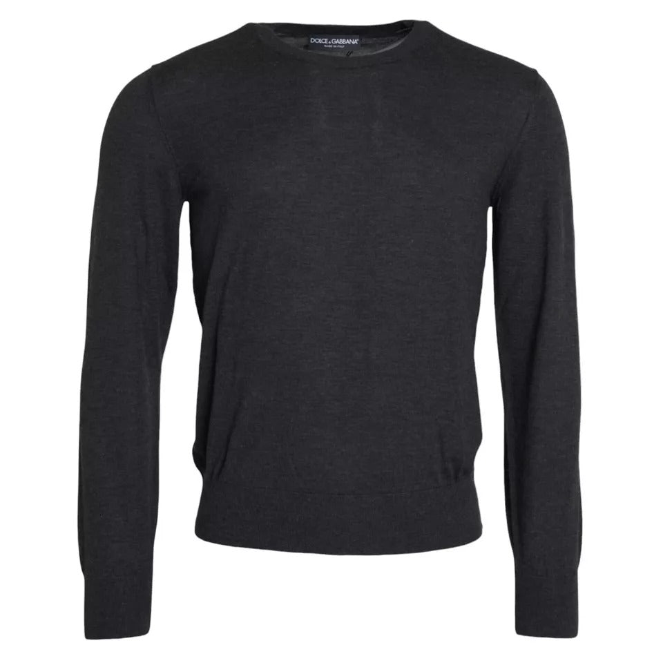 Dolce & Gabbana Dark Gray Cashmere Crewneck Pullover Sweater