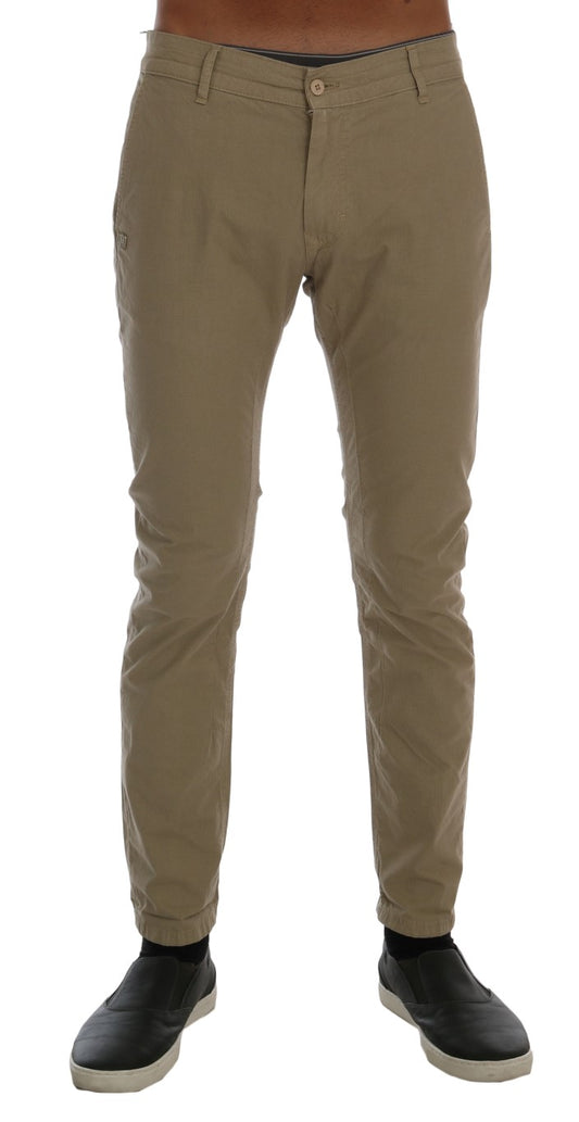 Daniele Alessandrini Pantalon chino slim en coton stretch beige