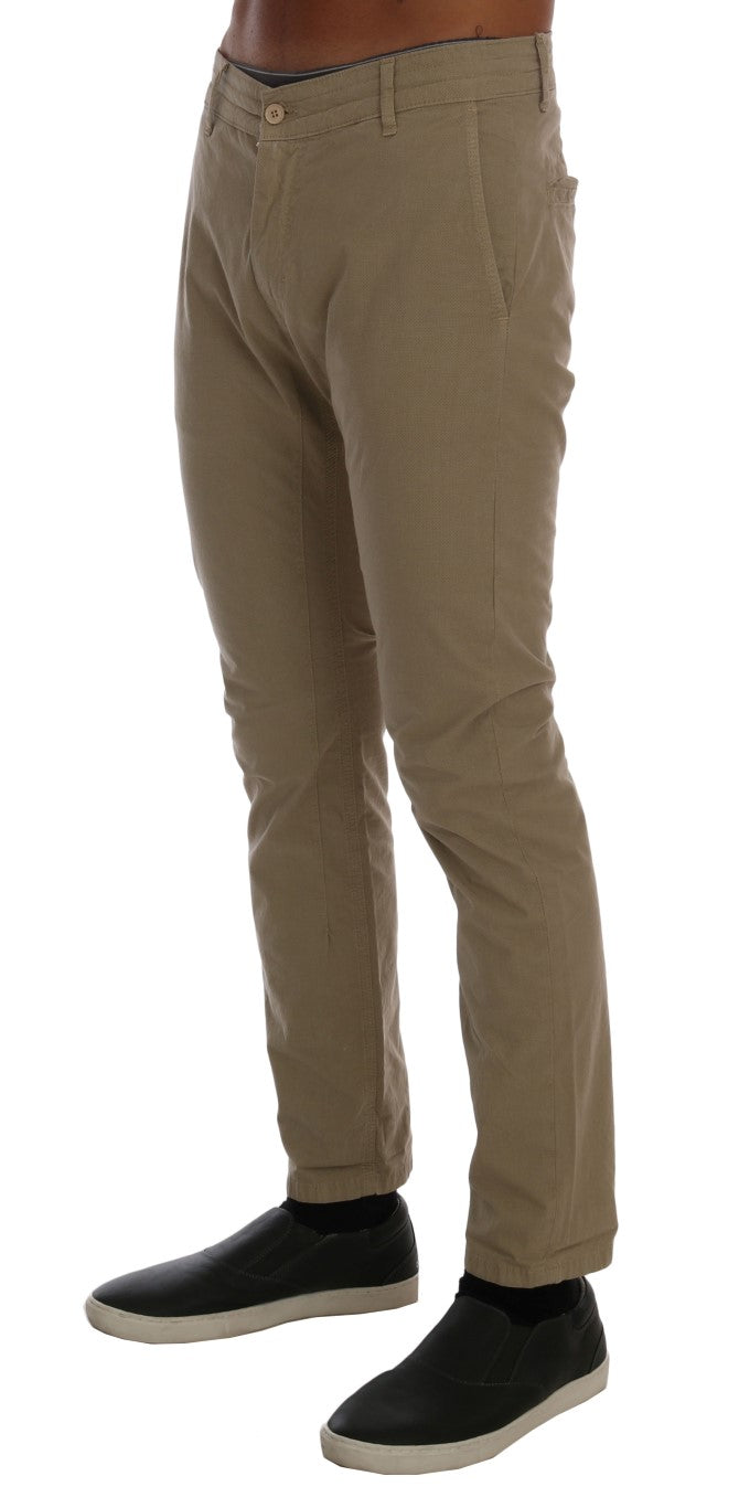 Daniele Alessandrini Pantalon chino slim en coton stretch beige