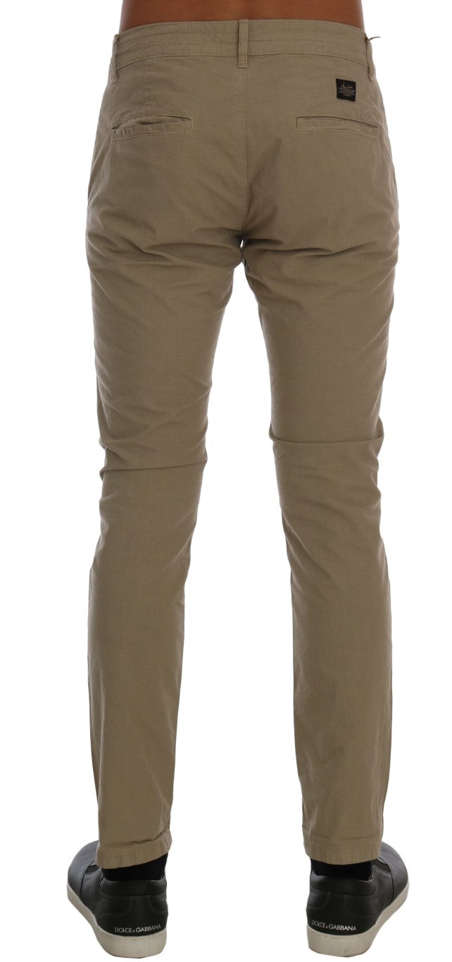 Daniele Alessandrini Pantalon chino slim en coton stretch beige