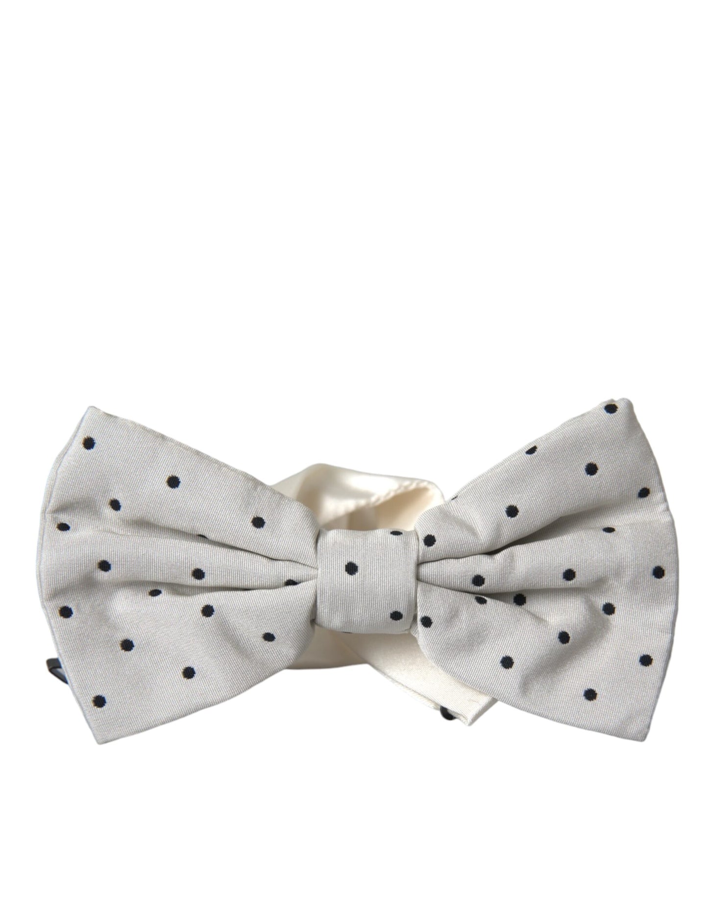 Dolce & Gabbana White Black Polka Dot Polyester Bow Tie Men