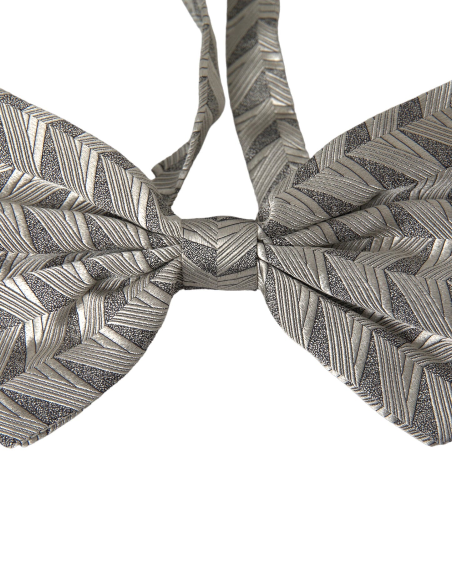 Dolce & Gabbana Silver Fantasy Print Adjustable Neck Bow Tie Men