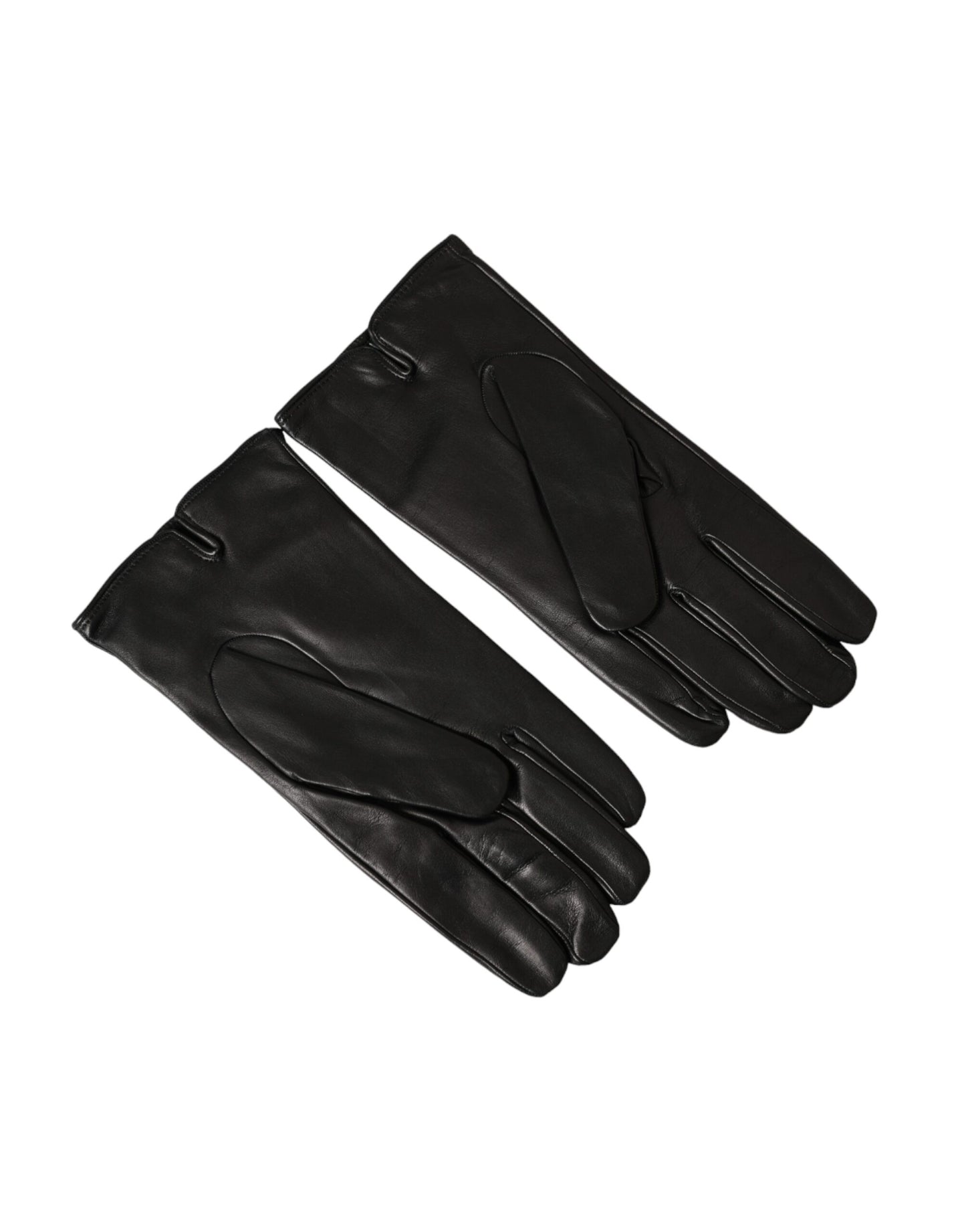 Dolce & Gabbana Black Leather Embossed Logo Short Hands Gloves