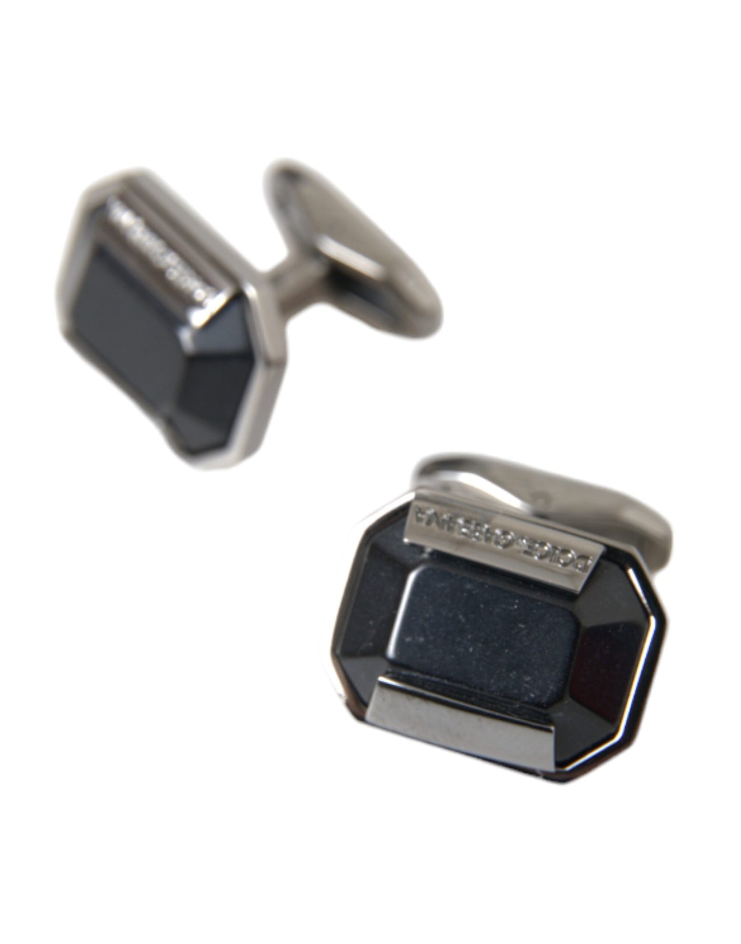 Dolce & Gabbana Silver Plated Brass Pin Crystal Cufflinks