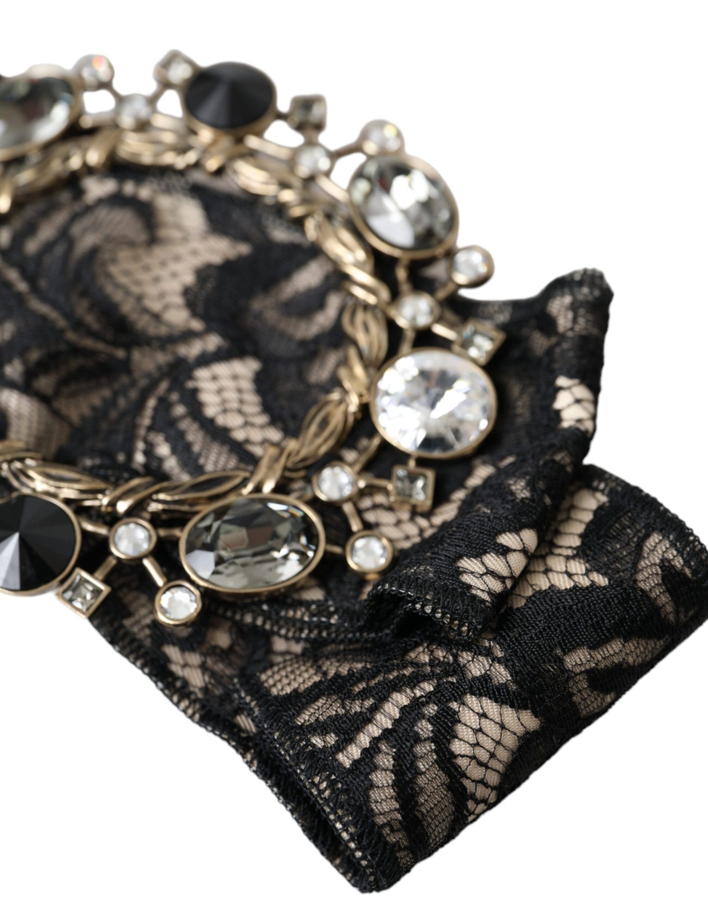 Dolce & Gabbana Black Lace Crystal Handmade Brooch Hair Pin