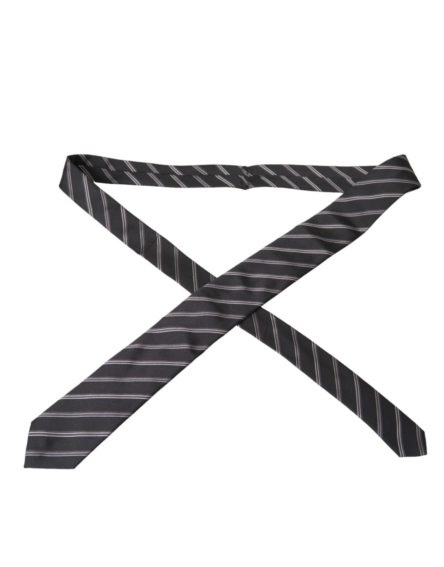 Dolce & Gabbana Black White Stripes Silk Adjustable Tie