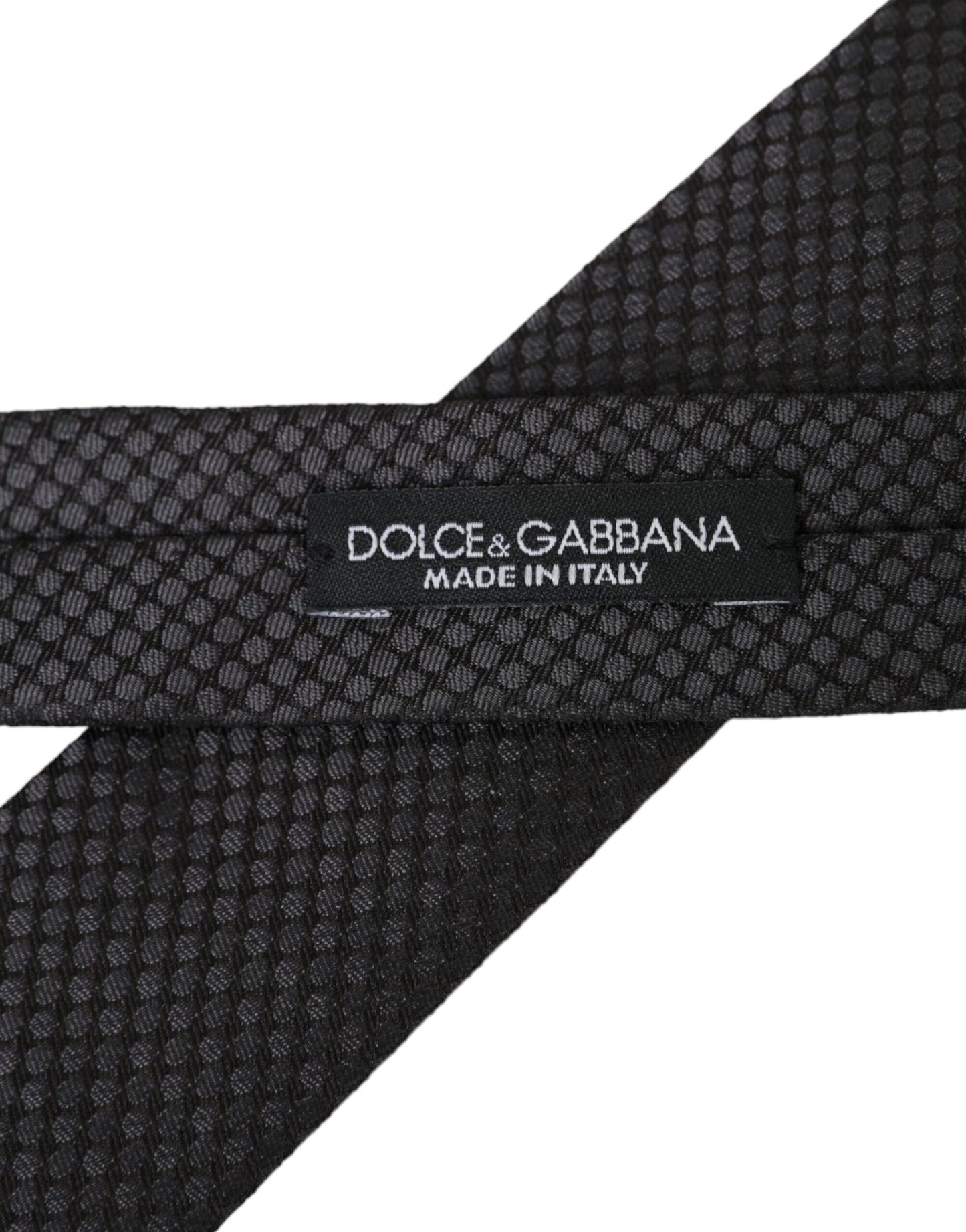 Dolce & Gabbana Black Patterned 100% Silk Adjustable Men Tie