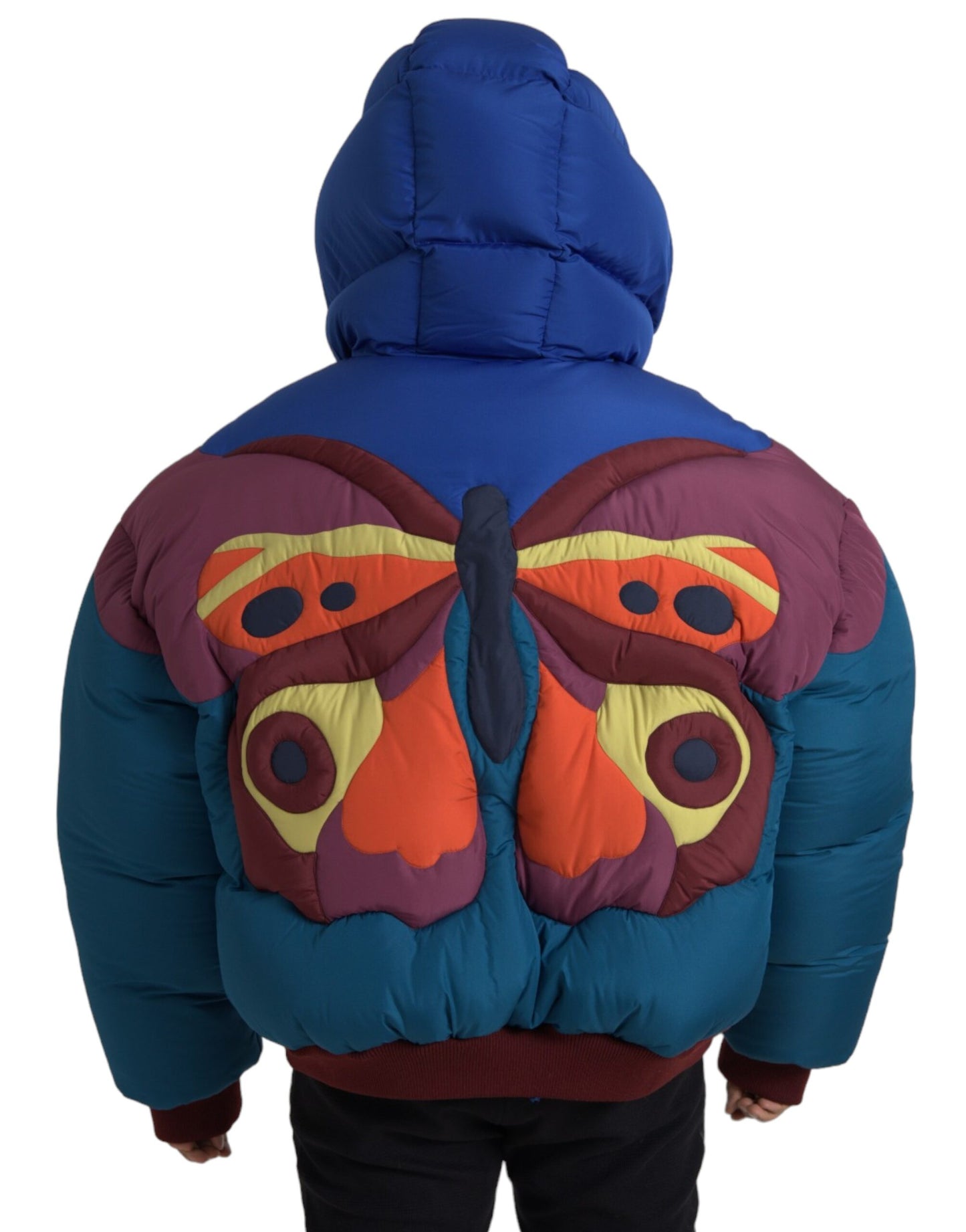 Dolce & Gabbana Multicolor Butterfly Hooded Puffer Jacket