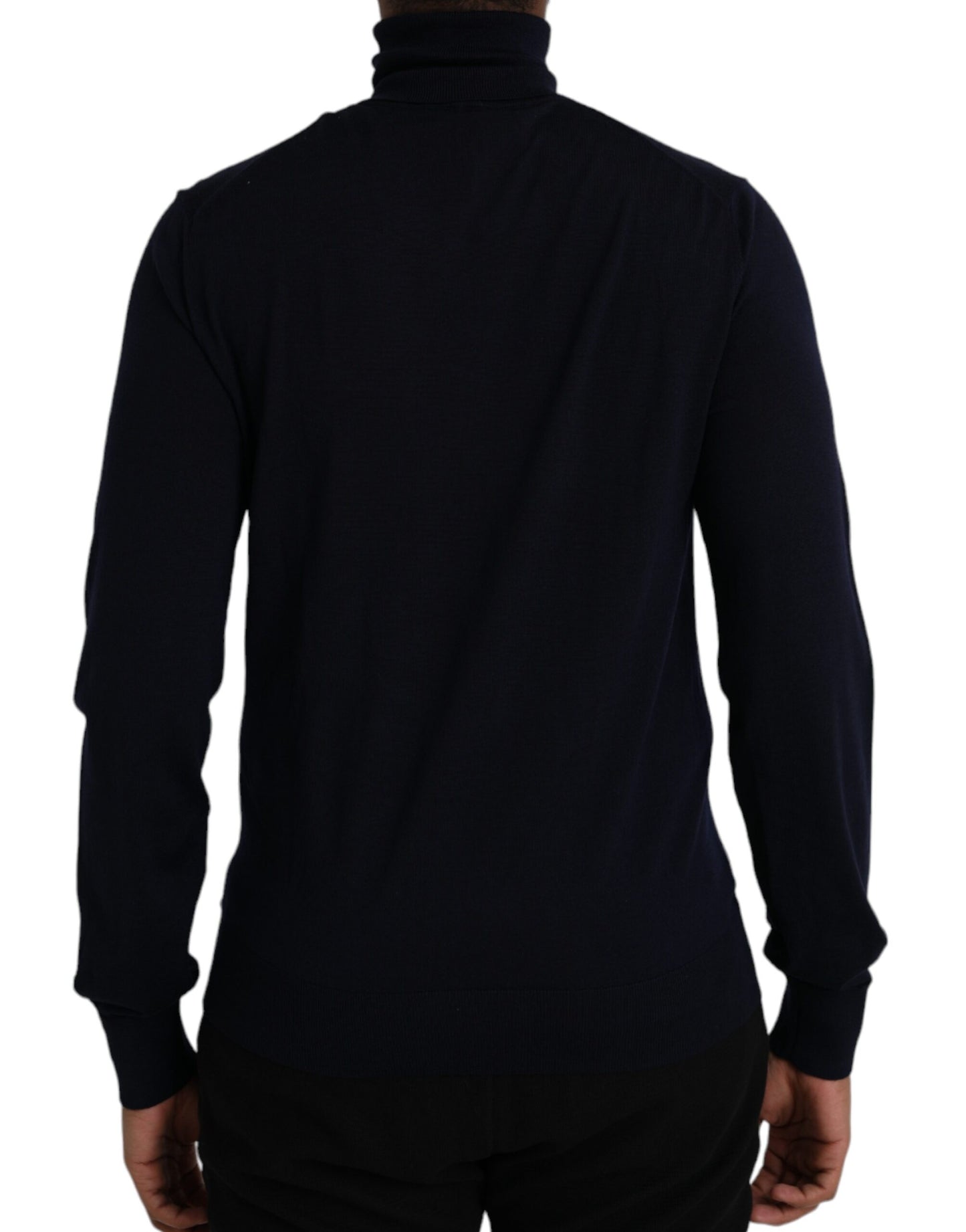 Dolce & Gabbana Blue Wool Crown Turtleneck Pullover Sweater