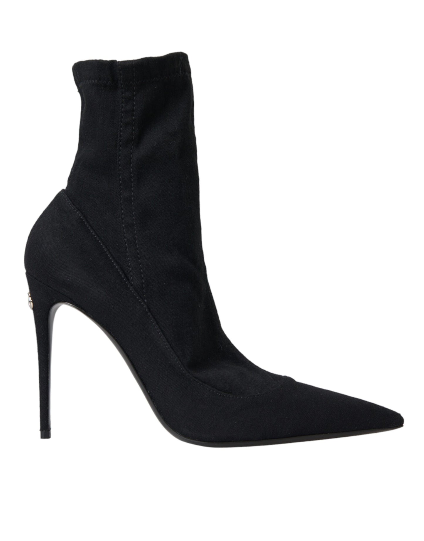 Dolce & Gabbana Black Stiletto Heels Denim Ankle Boots Shoes