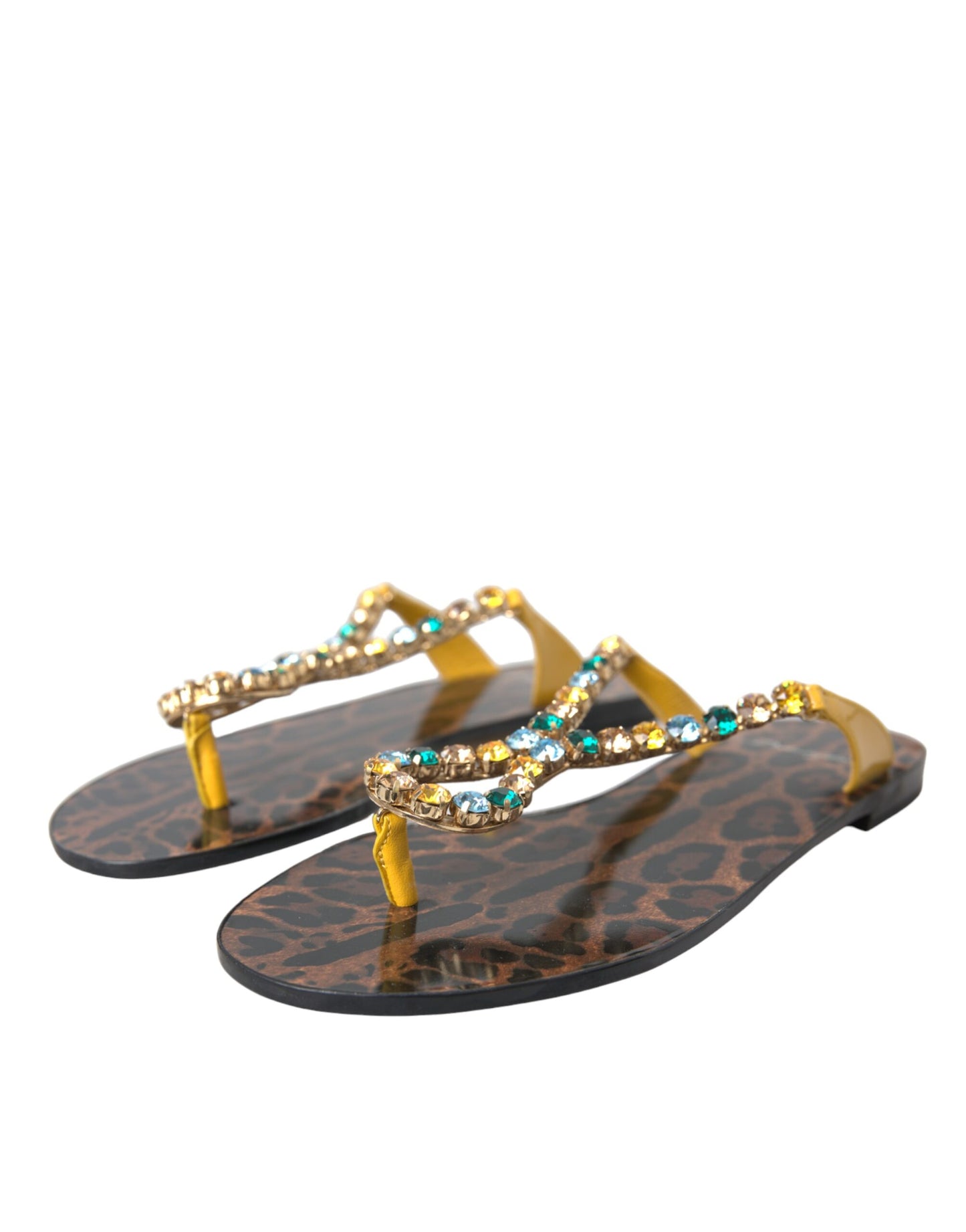 Dolce & Gabbana Multicolor Crystal Sandals Flip Flops Shoes