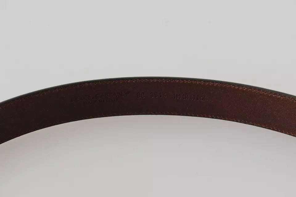 Dolce & Gabbana Brown Leather Gold Buckle Men Belt