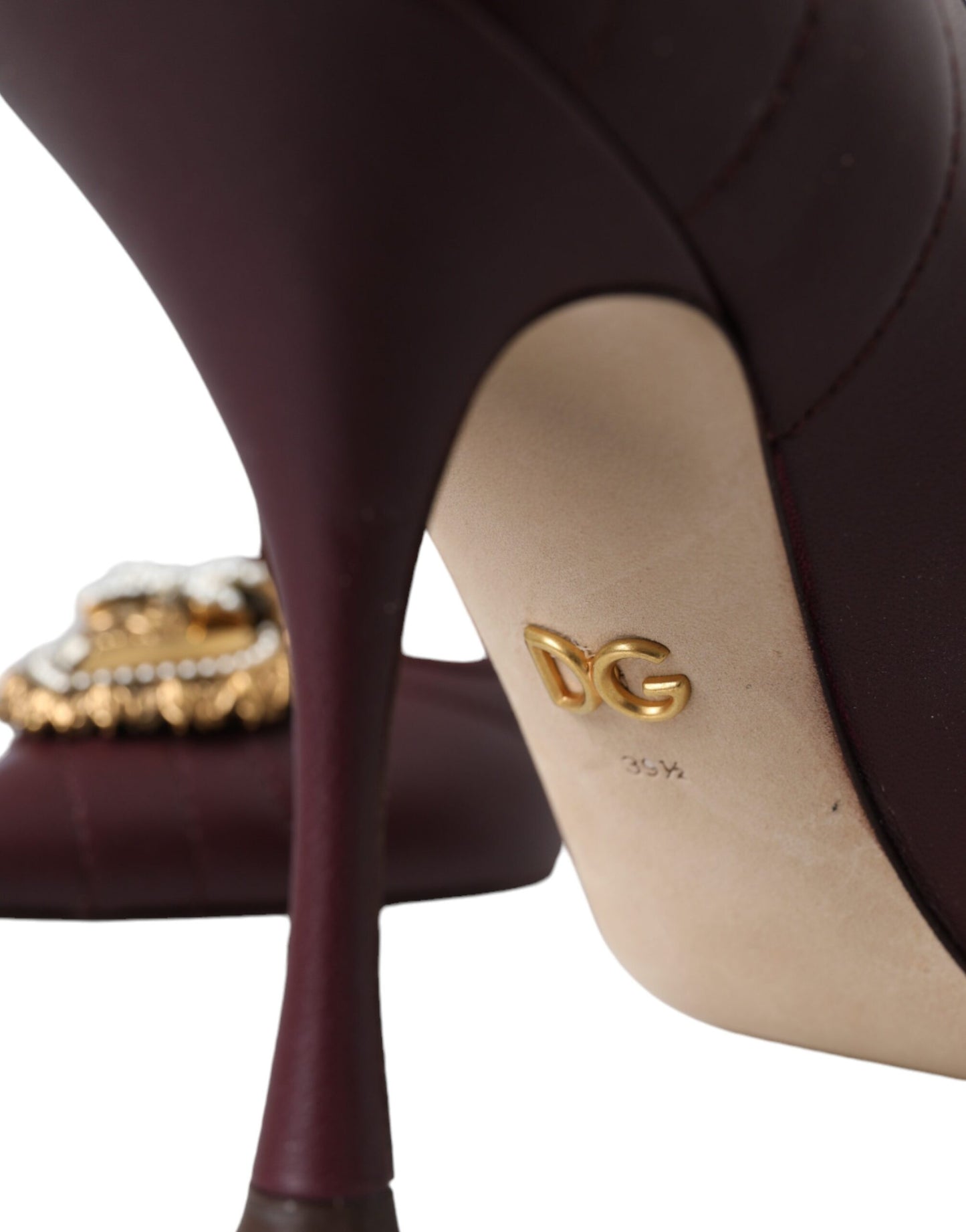 Dolce & Gabbana Bordeaux Leather Heart DEVOTION Pumps Shoes