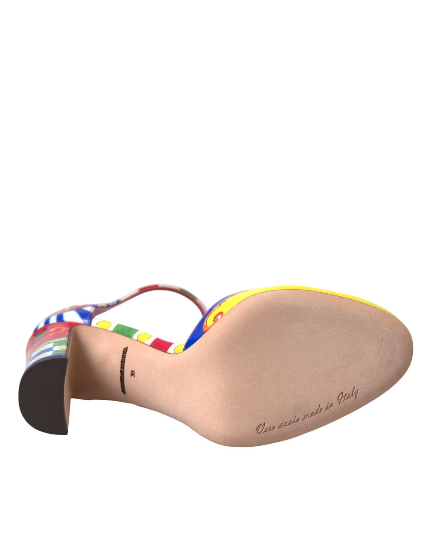 Dolce & Gabbana Multicolor Carretto T-strap Sandals Shoes