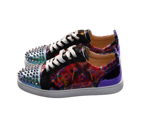 Christian Louboutin Louis Spikes Orlato Contrast Multicolor Laceup Sneakers