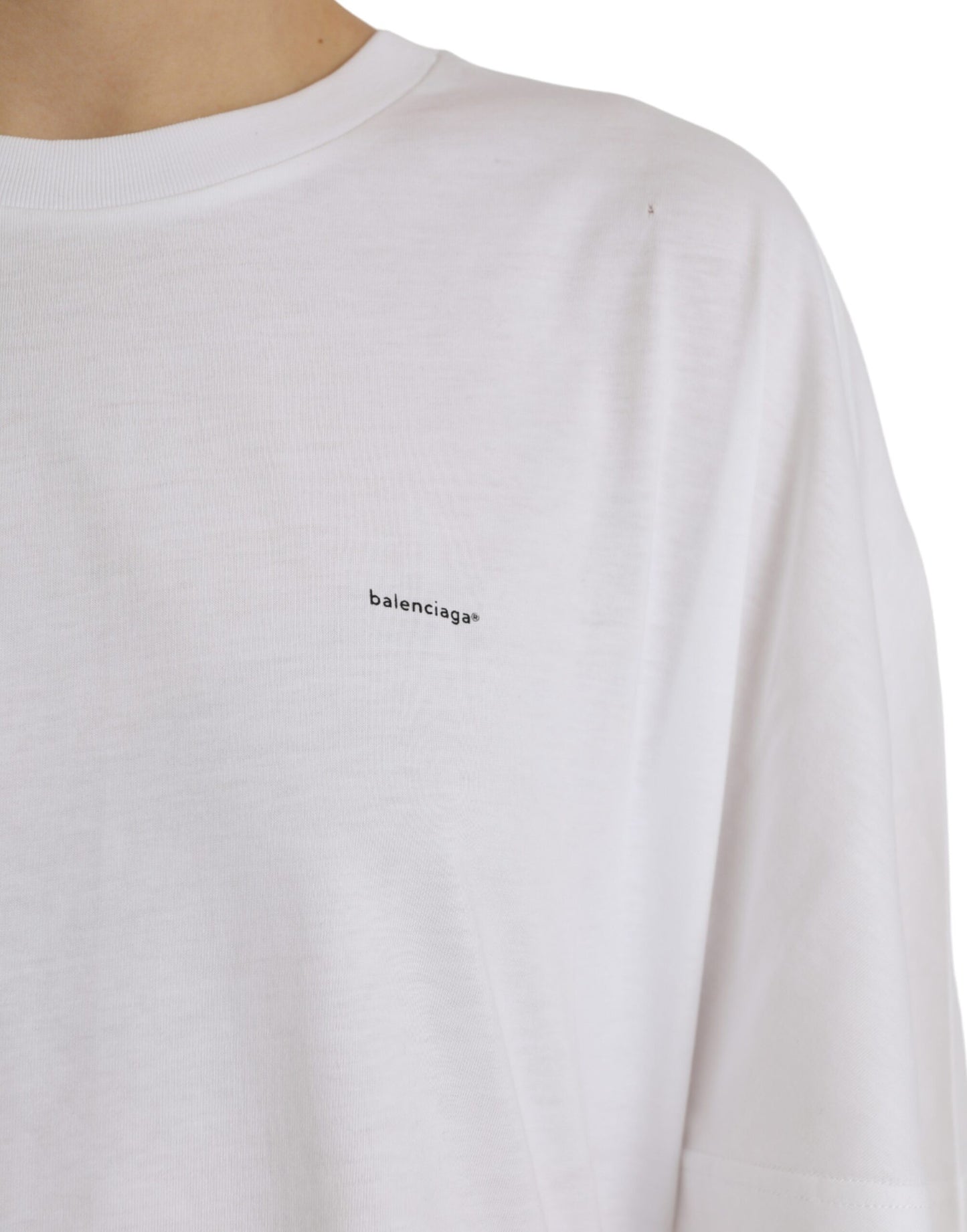 Balenciaga White Cotton Crew Neck Short Sleeves T-shirt