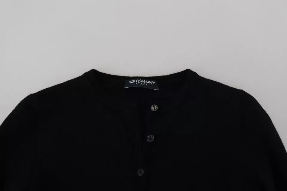 Dolce & Gabbana Black Button Down Slim Cardigan Wool Sweater