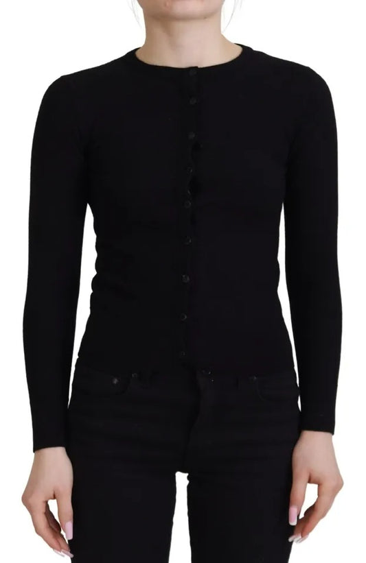 Dolce & Gabbana Black Button Down Slim Cardigan Wool Sweater