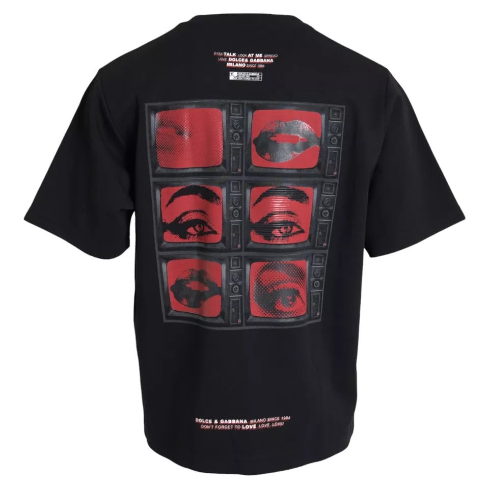 Dolce & Gabbana Black Eyes Short Sleeve Cotton T-shirt