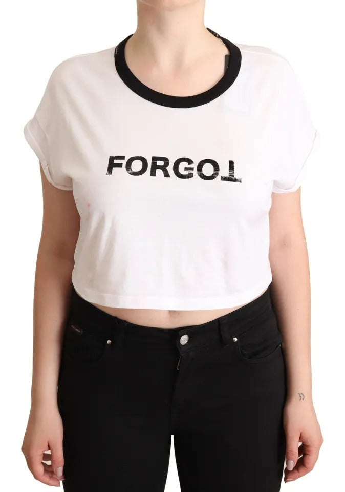 Dolce & Gabbana White Forgot Print Short Sleeves Crop T-shirt