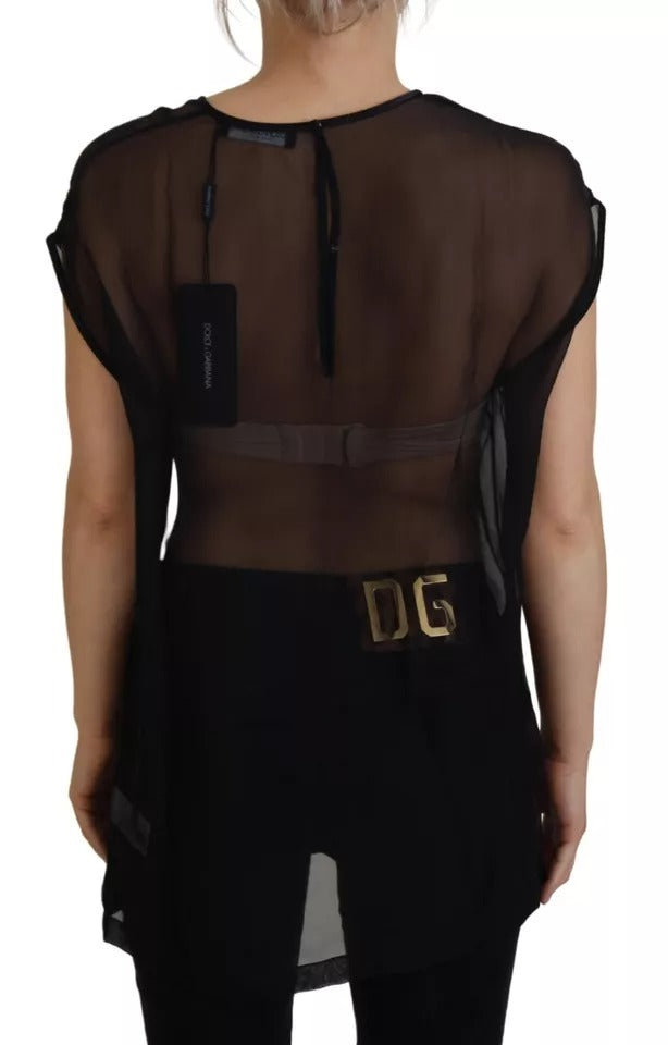 Dolce & Gabbana Black Mesh Transparent Blouse Pullover Top