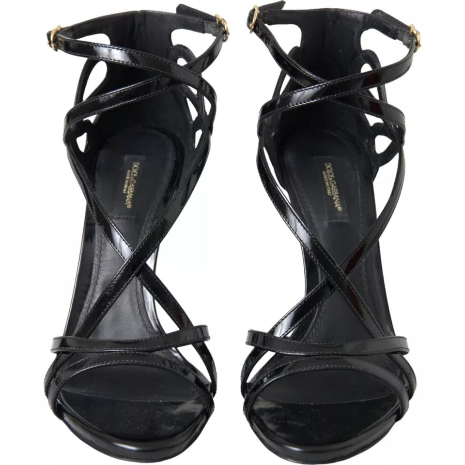 Dolce & Gabbana Black Bellucci Leather Heels Sandals Shoes