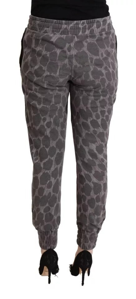 Dolce & Gabbana Gray Leopard Print Sweatpants Jogger Pants