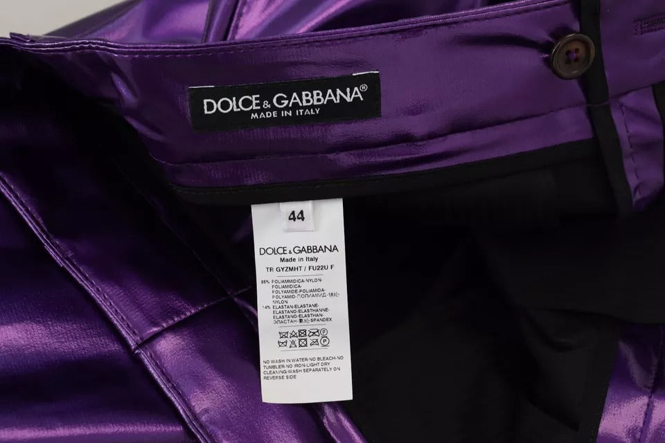 Dolce & Gabbana Purple Shining Men Casual Pants