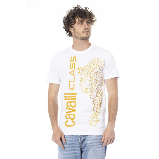 Cavalli Class Beige Cotton Men T-Shirt