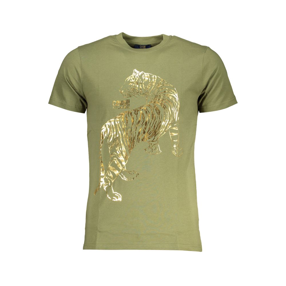 Cavalli Class Green Cotton T-Shirt