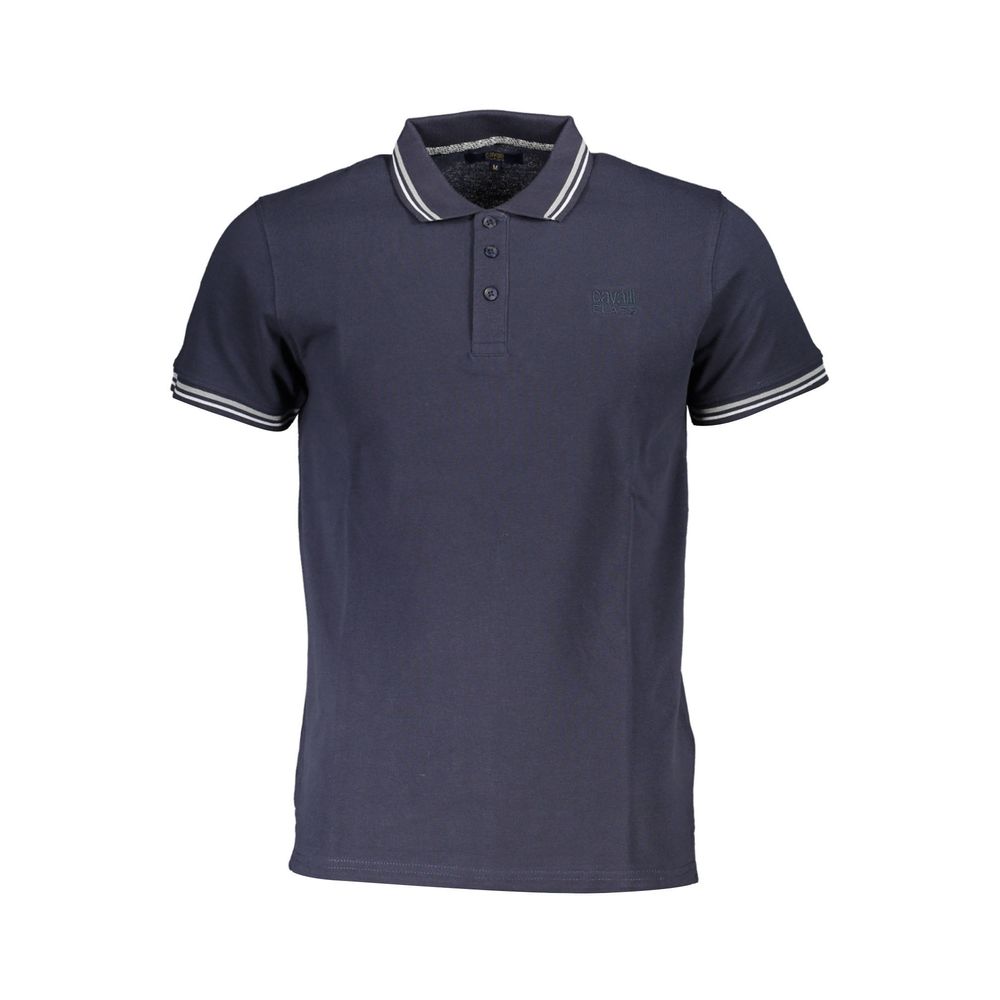 Cavalli Class Blue Cotton Polo Shirt