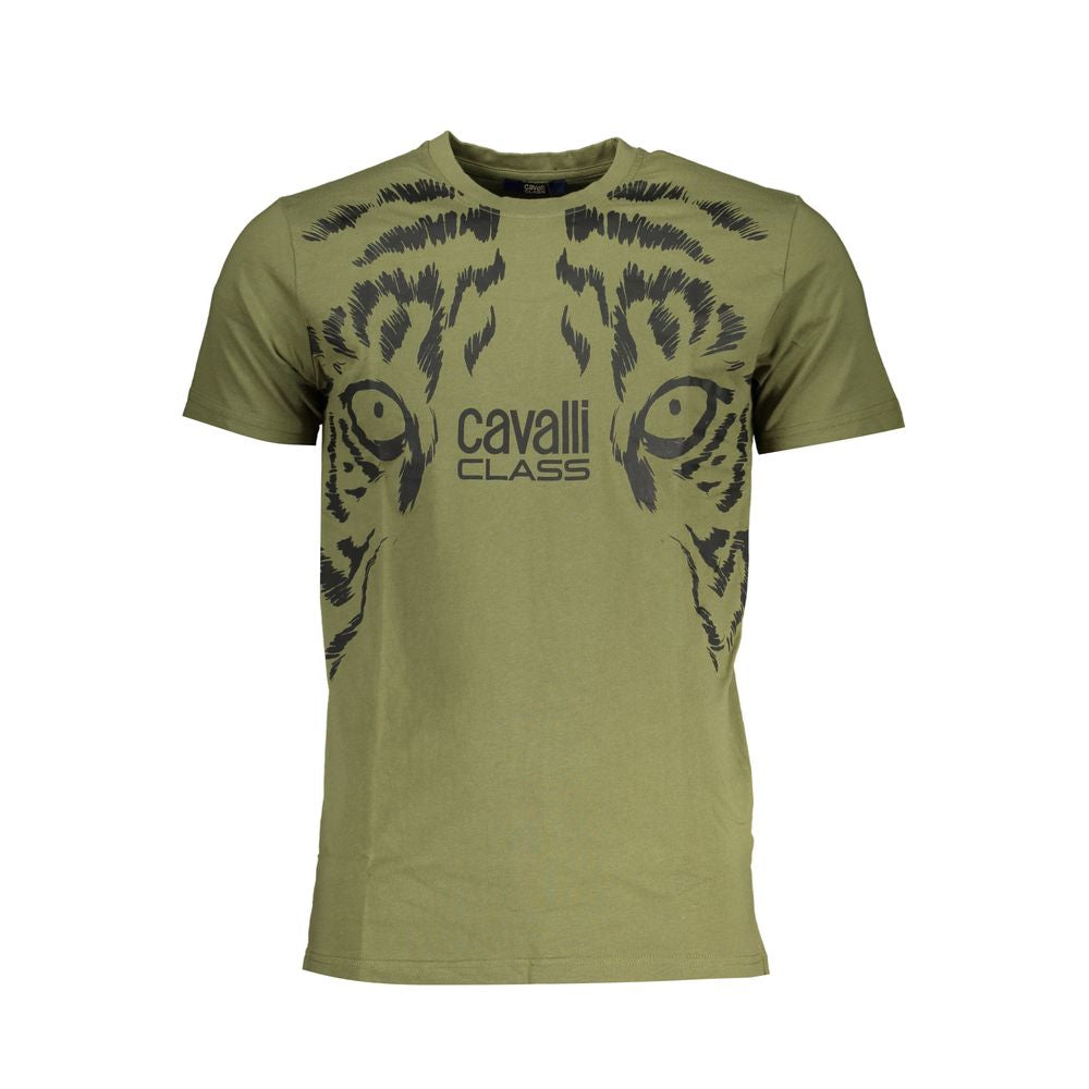 Cavalli Class Green Cotton T-Shirt