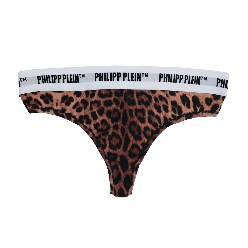 Philipp Plein Brown Cotton Women Thong Pack