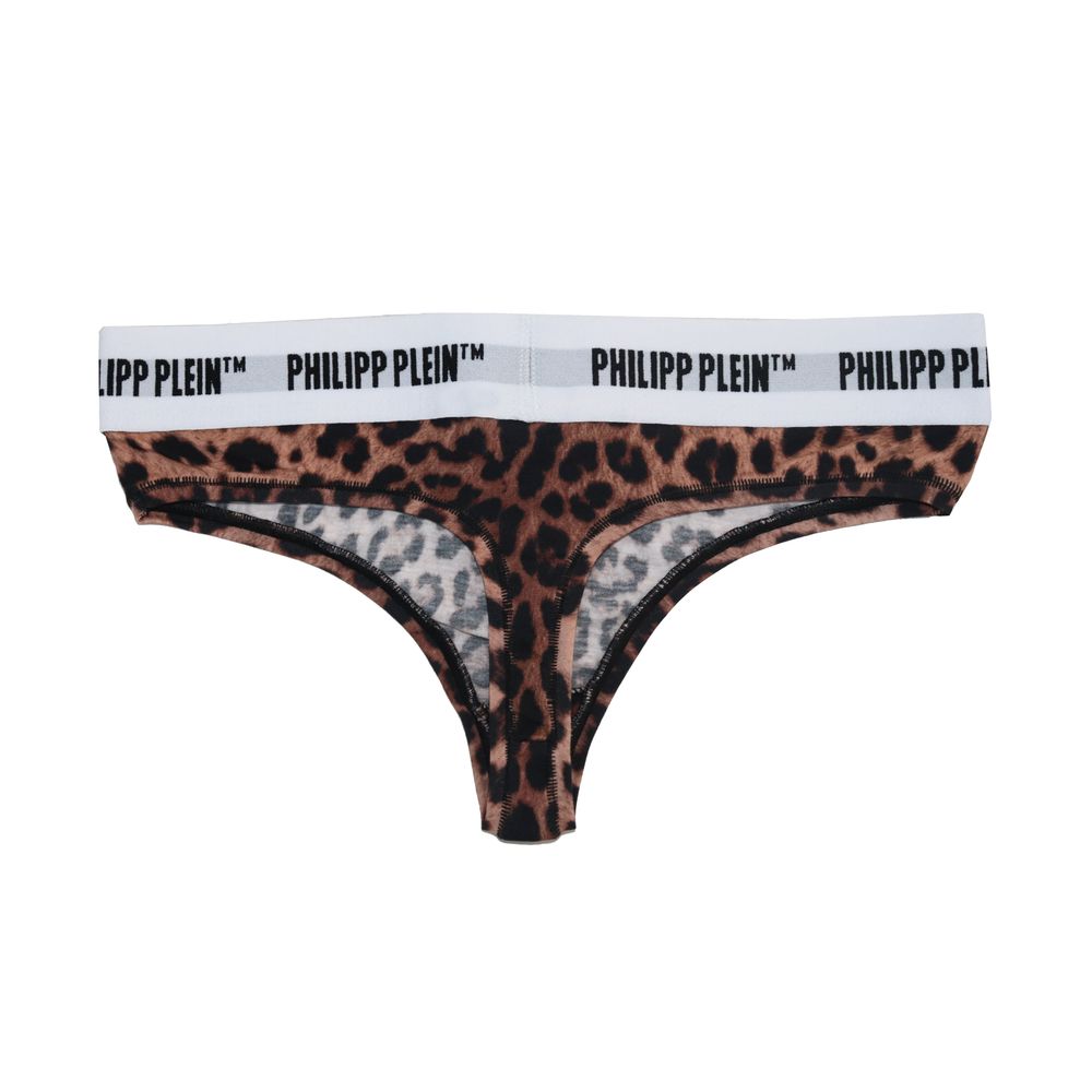 Philipp Plein Brown Cotton Women Thong Pack