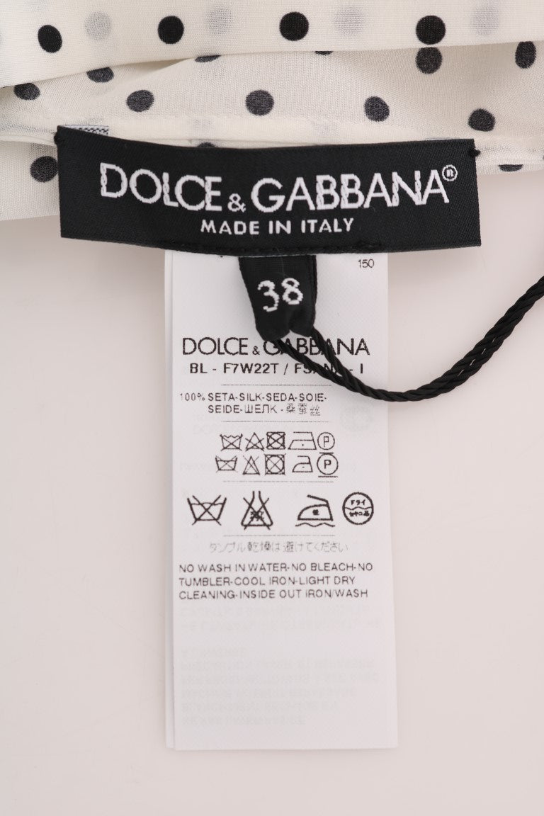 Dolce &amp; Gabbana Haut t-shirt en soie à pois blanc