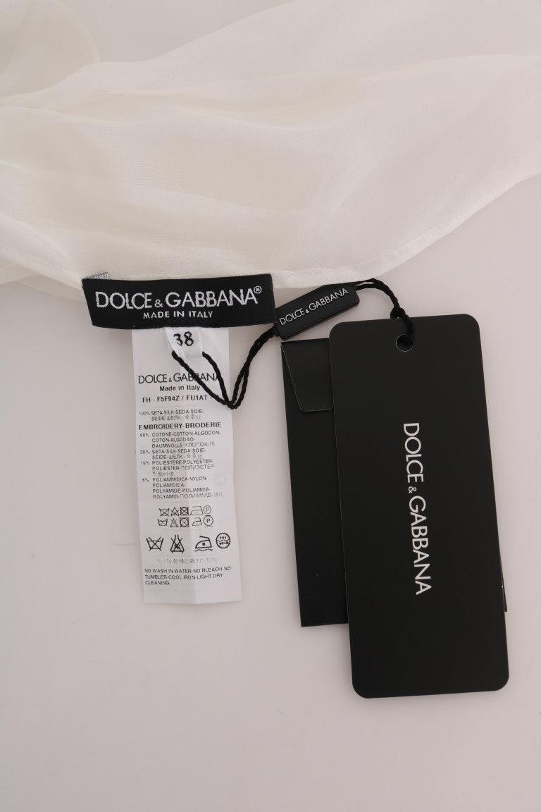 Dolce &amp; Gabbana Chemise en soie à appliqué marguerite blanche