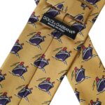 Dolce & Gabbana Yellow Ship Print 100% Silk Adjustable Men Tie