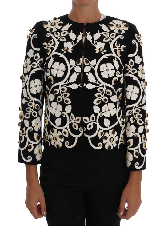 Dolce &amp; Gabbana Veste noire en cristal floral baroque