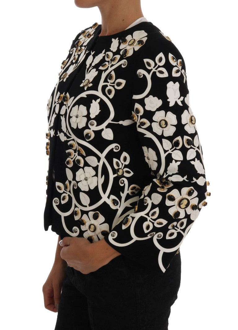 Dolce &amp; Gabbana Veste noire en cristal floral baroque